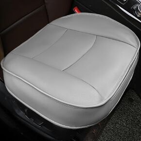 Luxury PU Leather Car Seat Cover, Anti-Slip Car Front Seat Cushion Protector with Storage Pocket, Single Seat Cover without Backrest, Universal Auto Interior Accessories (Gray)