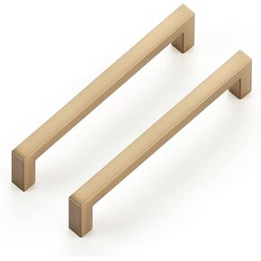 Ravinte Cabinet Handles Solid Slim Champagne Bronze 10 Pack 3 Inch Hole Center Square Bar Drawer Handles Kitchen Cabinet Pulls Drawer Handles Kitchen Cabinet Hardware Kitchen Handles