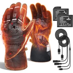 Grapelet 2024 Upgrade Heated Motorcycle Gloves for Men Women with 3000mAh Rechargeable Batteries,Heated Gloves USB,Waterproof Windproof Touchscreen Heated Gloves for Riding,Skiing,XL