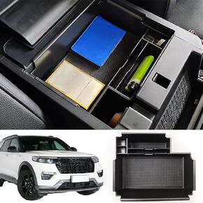 Center Console Organizer Compatible with For Ford explorer 2020 2021 2022 2023 2024, Interior Armrest Storage Box Insert Tray Console Box Accessory