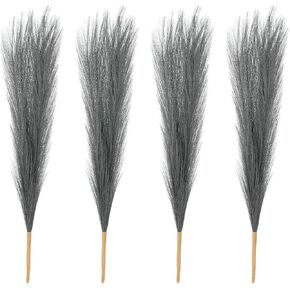 PATIKIL 17 Inch Faux Pampas Grass, 4 Pcs Boho Decor for Home Decoration Artificial Tall Fluffy Stems for Wedding Flower Party Vase Arrangement Centerpieces, Dark Green