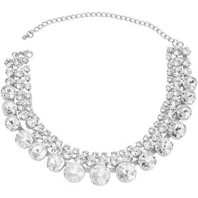 fxmimior 3Tier Boho Fashion Prom Big Shinny Rhinestones Choker Necklace Dainty Layered Sexy Body Chain Choker Necklace for Women Dainty Choker Necklace Halloween Christmas Necklace Jewelry Gift for Women