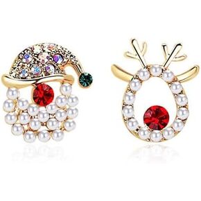 Christmas Earrings for Women,Sparkling Rhinestone Christmas Xmas Earrings Santa Hat Stocking Elk Snowflake Bell Stud Earrings Christmas Festive Jewelry