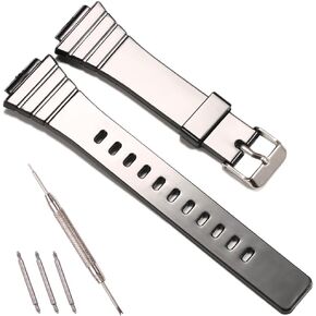 Replacement Resin Strap Compatible with Casio W-215H W215H Watch Band Waterproof Rubber Watch Accessories