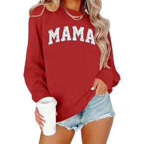 Mama Sweatshirt Women Valentines Day Shirt Red Hearts In Mama Graphic Sweatshirt Mother Gift Pullover Tops