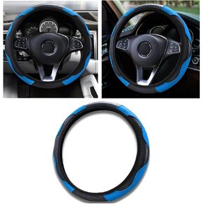 Car Steering Wheel Cover, 15 inch Carbon Fiber Microfiber PU Leather Elastic Steering Wheel Protector for Unisex, Anti-Slip Breathable Car Interior Accessories for Most Cars (Red)