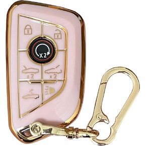 TPU for Chevy Key Fob Cover Case Car Smart Remote Key Compatible with Chevrolet Corvette C8 2020 2021 2022 Key Shell (Pink)