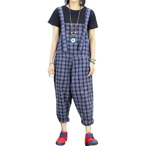 Women's Sleeveless Harem Jumpsuits Denim Dungarees Cotton Overalls