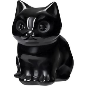 Top Plaza Healing Amethyst Crystal Cat Figurine Carved Lucky Cute Stone Cat Statue Decor for Home Office Desk Mini Gemstone Crystal Cat Gifts Christmas 1.5″