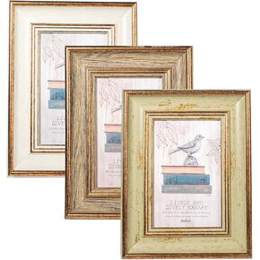 6x8 picture frame farmhouse countryside retro Plastic picture frame,Photo Frame with Real Glass Wall Mount and Tabletop Display Family Friends Wedding Gift (Vintage Brown)