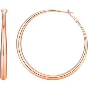 Large Hoop Earrings for Women - 14k Real Gold/Rose Gold/Silver Plated with 925 Sterling Silver Post Chunky Hoops Earrings - Lightweight & Hypoallergenic Big Thick Hoop Earrings