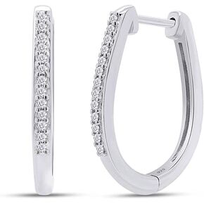 1/8 Carat Round Cut White Natural Diamond Eternity Hoop Earrings For Women In 14K Gold Plated 925 Sterling Silver (Clarity : I2-I3, Color : I-J, 0.13 Cttw)