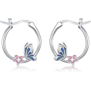 Hypoallergenic Axolotl/Butterfly Hoop Earrings for Women 925 Sterling Silver Animal Huggie Hoop Earrings Jewelry Gift for Sensitive Ears