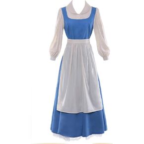 Visbion Beauty Belle Costume Maid Blue Dress Women Girls Princess Halloween Cosplay