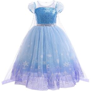 Dressy Daisy Toddler Little Girls Ice Princess Snow Queen Halloween Birthday Christmas Dress Up Costume with Cape Size 3T-12