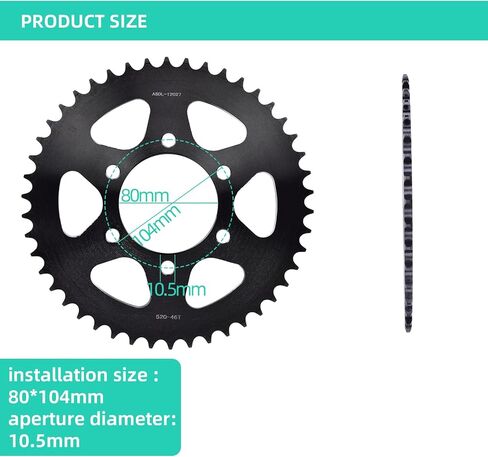 520 الملعب 46T ضرس خلفي يصلح للنينجا 400 2014-2017 EX650 ER-6n 2006-2016 EN650 2015-2024 Z650 2017-2024 Ninja650 2013-2024 Ninja650R 2006-2008 2010-2019 KLE650 2007-2018 in Kuwait