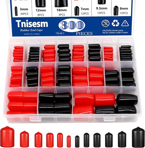 Tnisesm 158Pcs Rubber End Caps Black Round Vinyl End Caps Bolt Screw Covers Caps Rubber Thread Protector Caps Cover in 2/25" to 4/5" in Saudi Arabia