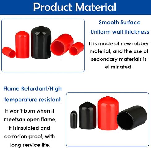 Tnisesm 158Pcs Rubber End Caps Black Round Vinyl End Caps Bolt Screw Covers Caps Rubber Thread Protector Caps Cover in 2/25" to 4/5" in Saudi Arabia