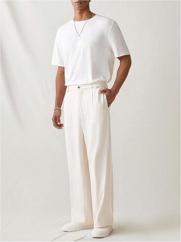 OYOANGLE Men's Business Casual Dress Pants Zipper Fly Straight Leg Trousers Dressy Slacks with Pocket in Saudi Arabia