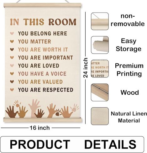HRQKO Safe Space Inspirational Poster Hanger Frame Set of 2, Mental Health Decor, Therapy Office Wall Art with Wooden Frames, Boho Motivational Wall Hanging Banner Decor for Classroom, 12x16 Inch in Saudi Arabia