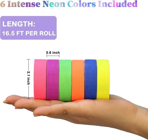 Neon Gaffer Cloth Tape, UV Blacklight Glow in The Dark Party Supplies, UV Reactive Gaffers Tape for Neon Party Decorations, 2/5 inch x 66 Feet - Fluorescent Orange in Kuwait