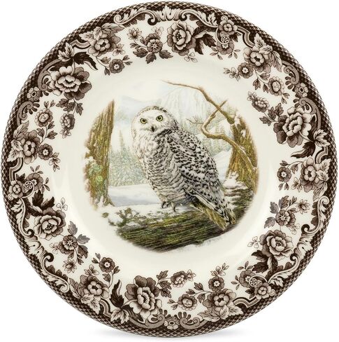 Spode Woodland Salad Plate, Birds of Prey, 8" Fine Dinnerware| Made in England | Ideal Hunting Cabin Décor | Microwave and Dishwasher Safe (Snowy Owl) in Saudi Arabia