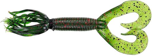 Yamamoto 5' Double Tail Hula Grub - Realistic Easy-to-Use Soft Plastic Fishing Lure Bait with Free-Flowing Skirt - 10 Pack, Watermrlon with Large Black Flake in Kuwait