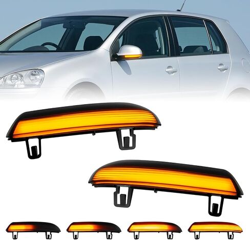 LED Side Mirror Turn Signal Lights Compatible with GTI MK5 2004 2005 2006 2007 2008 VW Golf 5 2003-2008 for Jetta MK5 2006-2011 Amber Dynamic Sequential Lamps Smoked Lens in Saudi Arabia