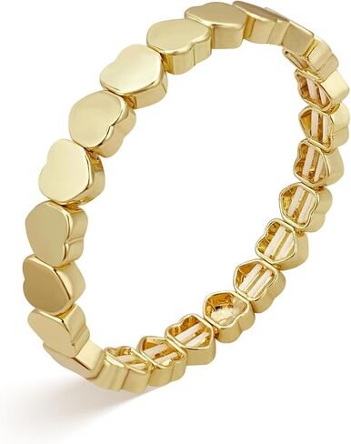 YBMYCM Gold Bracelets for Women 14K Gold Plated Square Bracelet Stretch Heart Elastic Bracelets Bangle Gift Jewelry in Kuwait