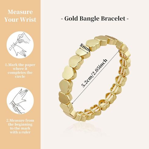 YBMYCM Gold Bracelets for Women 14K Gold Plated Square Bracelet Stretch Heart Elastic Bracelets Bangle Gift Jewelry in Kuwait