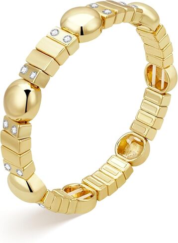 YBMYCM Gold Bracelets for Women 14K Gold Plated Square Bracelet Stretch Heart Elastic Bracelets Bangle Gift Jewelry in Kuwait
