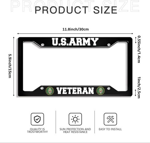 Us Army Veteran License Plate Frames American Flag Army License Plates Automotive Exterior Accessories Holder Aluminum Patriotic Car Tag 2 Pcs Set American Standard License Plate in Saudi Arabia