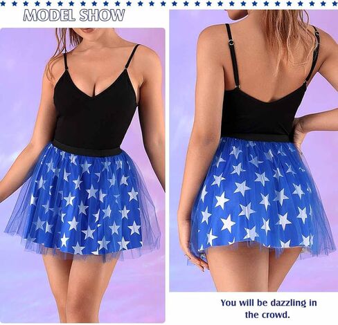 TWINKLEDE Women's 4th of July Tutu Red White Blue Stars Skirt Funny Patriotic Tutus Independence Day Party Skirts in Kuwait