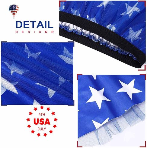 TWINKLEDE Women's 4th of July Tutu Red White Blue Stars Skirt Funny Patriotic Tutus Independence Day Party Skirts in Kuwait