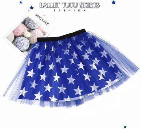 TWINKLEDE Women's 4th of July Tutu Red White Blue Stars Skirt Funny Patriotic Tutus Independence Day Party Skirts in Kuwait