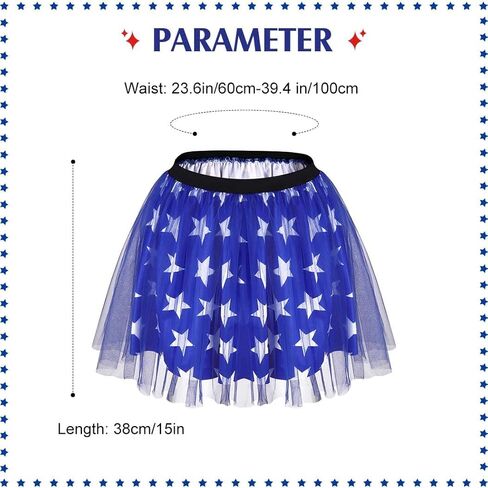 TWINKLEDE Women's 4th of July Tutu Red White Blue Stars Skirt Funny Patriotic Tutus Independence Day Party Skirts in Kuwait
