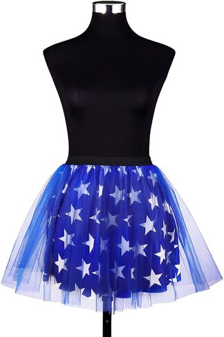 TWINKLEDE Women's 4th of July Tutu Red White Blue Stars Skirt Funny Patriotic Tutus Independence Day Party Skirts in Kuwait