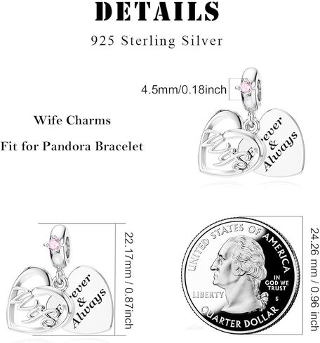 DALARAN Sister Mother Daughter Wife Charms for Bracelet Forever Always Love Charm for Birthday Christmas Sterling Silver Dangle Charm in Kuwait