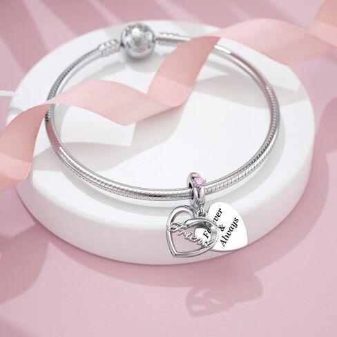 DALARAN Sister Mother Daughter Wife Charms for Bracelet Forever Always Love Charm for Birthday Christmas Sterling Silver Dangle Charm in Kuwait