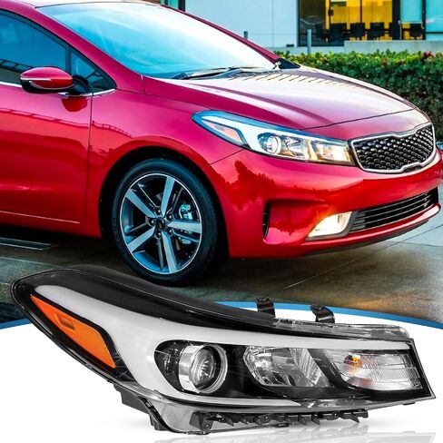 Right Headlight Assembly Compatible with 2017 2018 Kia Forte Halogen Front Passenger Side No LED w/Bulbs in Saudi Arabia