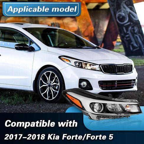 Right Headlight Assembly Compatible with 2017 2018 Kia Forte Halogen Front Passenger Side No LED w/Bulbs in Saudi Arabia