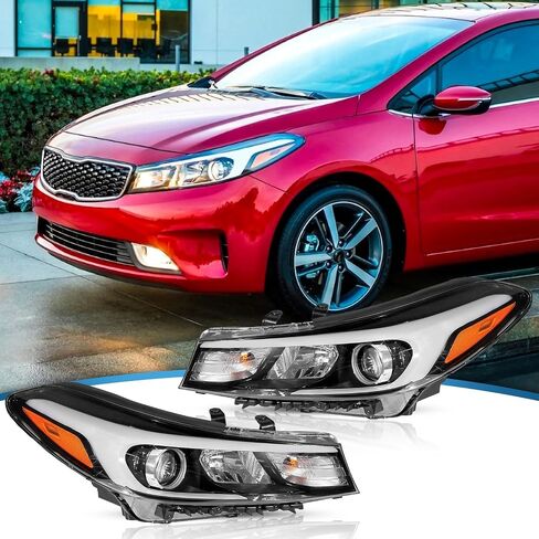 Right Headlight Assembly Compatible with 2017 2018 Kia Forte Halogen Front Passenger Side No LED w/Bulbs in Saudi Arabia