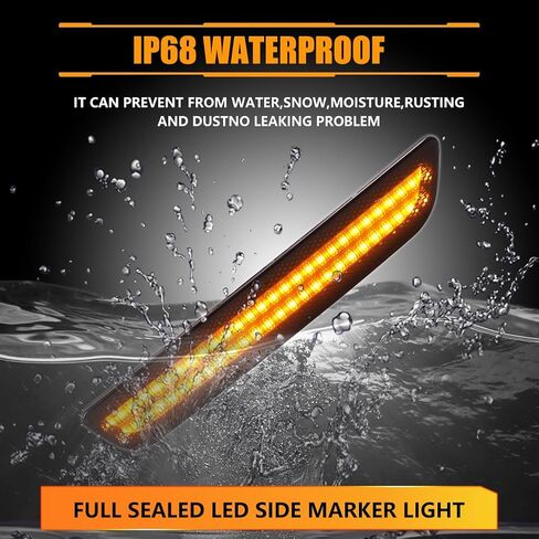 مصابيح LED جانبية للحاجز الأمامي لسيارة Fo-rd Mus-tang 2010-2014، مصابيح علامة جانبية بعدسة شفافة Mus-tang، [فائقة السطوع] علامات جانبية LED بيضاء أضواء إشارة الانعطاف، قطعتان in Kuwait