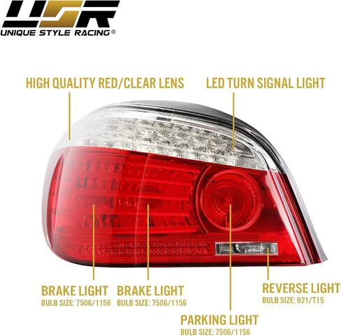 USR 04-10 5-Series E60 Side Marker Light – SMOKE Side Marker Lamps (Left + Right) Pair - Compatible with 2004-2010 BMW 5 Series E60/E61 4D Sedan & 5D Wagon All Models (SMOKED SIDE MARKER LIGHTS) in Kuwait
