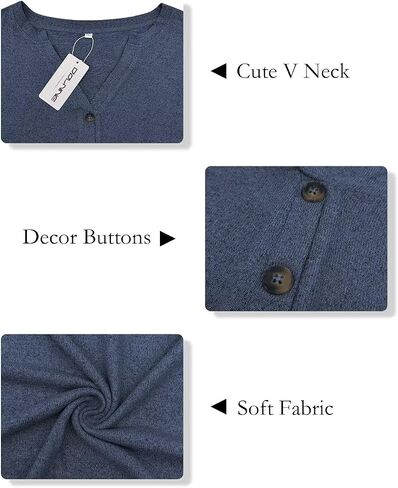 DOLNINE Womens-Plus-Size-Tops Trendy Henley Button Shirts Casual V Neck Long Sleeve Tunic Sweatshirts XL-5XL in Kuwait