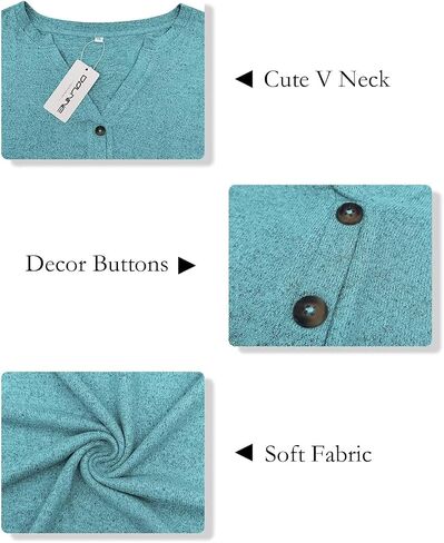 DOLNINE Womens-Plus-Size-Tops Trendy Henley Button Shirts Casual V Neck Long Sleeve Tunic Sweatshirts XL-5XL in Kuwait