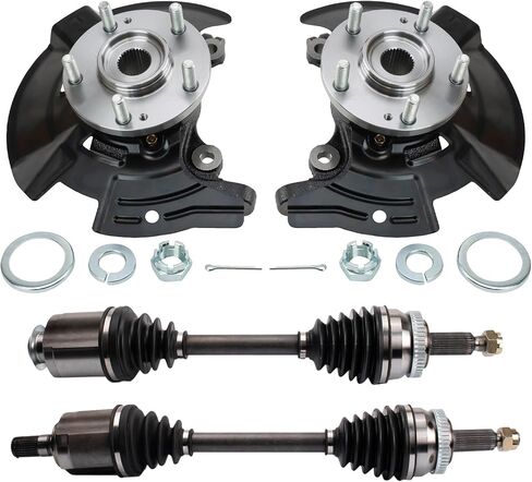 TRQ Front Drivetrain Kit CV Axle Shaft Assembly Steering Knuckle Assembly Kit Compatible with 2011-2013 Hyundai Sonata in Saudi Arabia