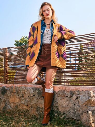 CIDER V-Neck Argyle Pattern Cardigan in Saudi Arabia
