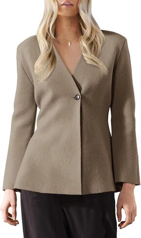 Saodimallsu Womens Cardigan Sweaters Long Sleeve Peplum V Neck Open Front Button Knit Sweater Blazer in Saudi Arabia