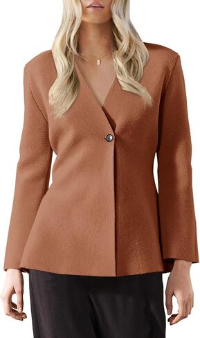 Saodimallsu Womens Cardigan Sweaters Long Sleeve Peplum V Neck Open Front Button Knit Sweater Blazer in Saudi Arabia